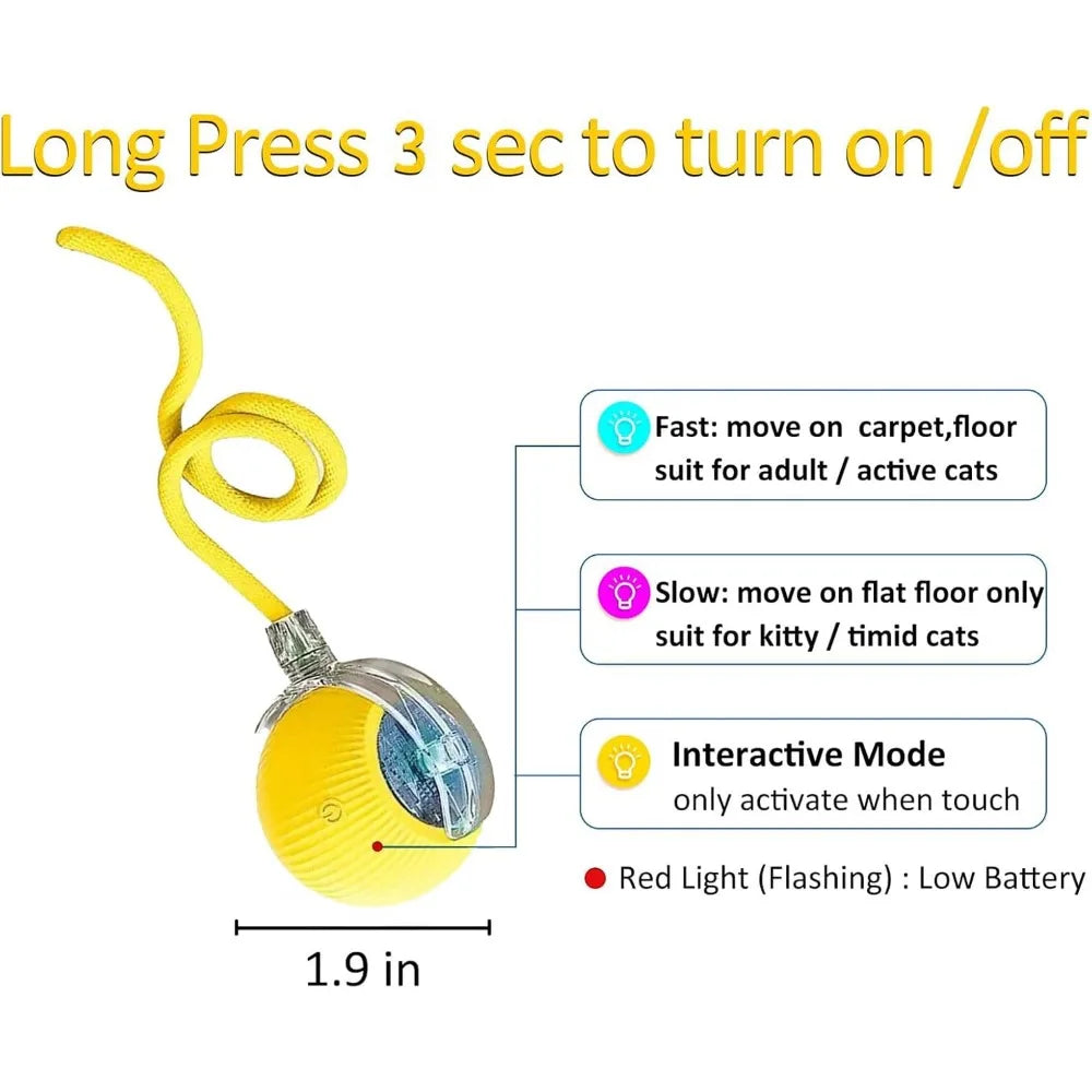 Smart Automatic Cat Toy Ball with Tail – Interactive Chase Toy
