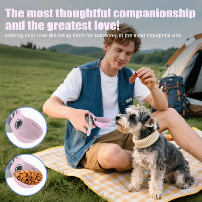 2-in-1 portable dog water bottle with bowl, pink, with nozzle and carry strap
