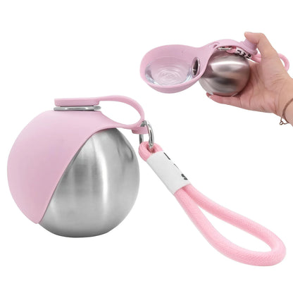 Portable 2-in-1 Dog Water Bottle 285ml Leak-Proof Stainless Steel Bowl