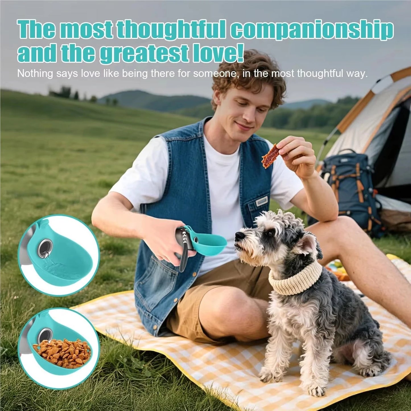 Portable 2-in-1 Dog Water Bottle 285ml Leak-Proof Stainless Steel Bowl