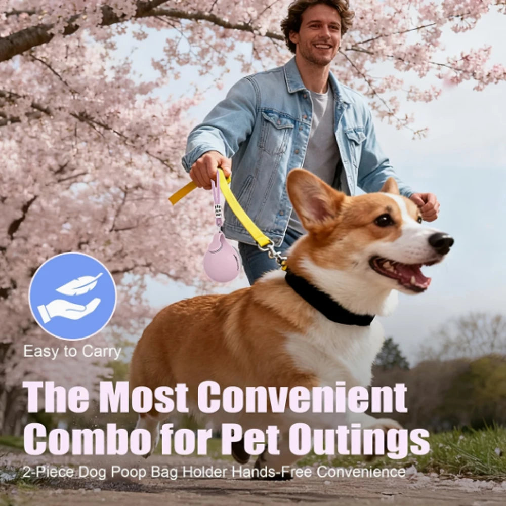 2-in-1 portable dog water bottle with bowl, pink, held for outdoor pet use