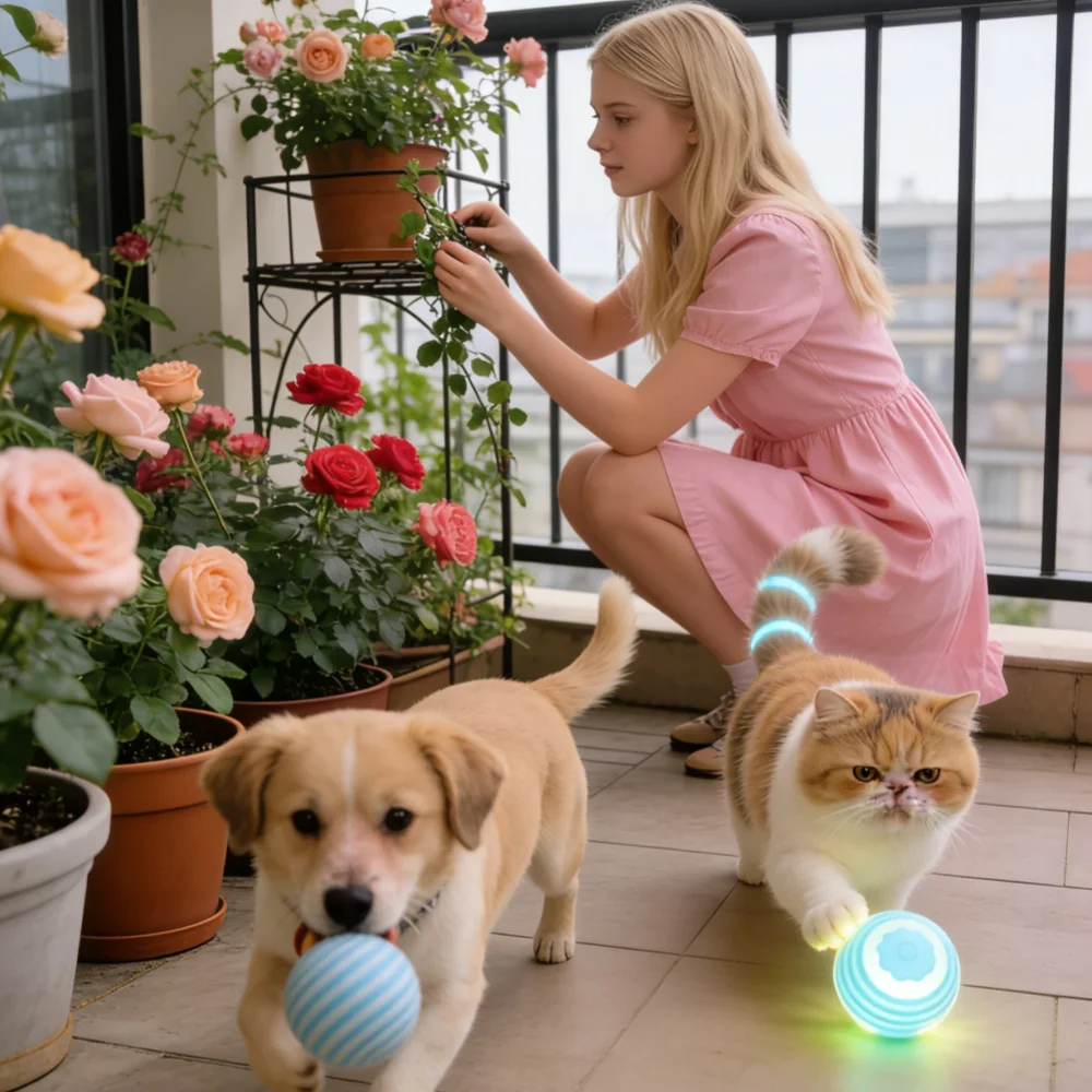 Smart Automatic Cat Toy Ball with Tail – Interactive Chase Toy