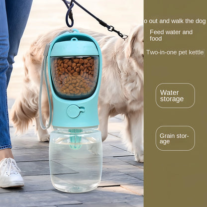 2-in-1 Pet Water Bottle with Food Storage Portable Dog Travel Feeder