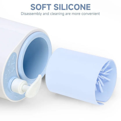 Soft silicone pet paw washer cup with side brush nozzle
