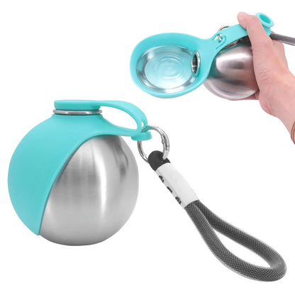 Portable 2-in-1 Dog Water Bottle 285ml Leak-Proof Stainless Steel Bowl