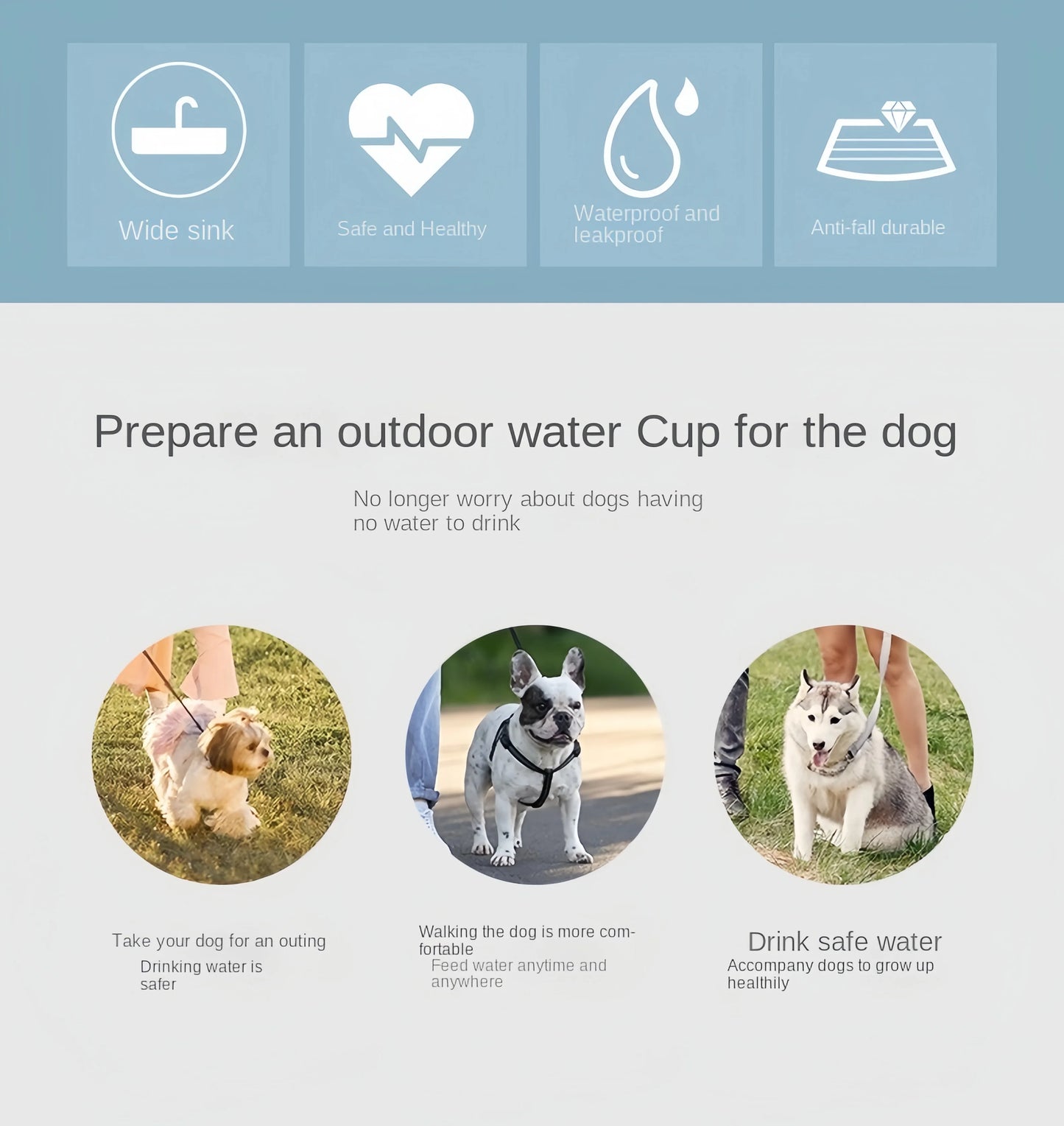 2-in-1 Pet Water Bottle with Food Storage Portable Dog Travel Feeder