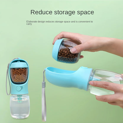 2-in-1 Pet Water Bottle with Food Storage Portable Dog Travel Feeder