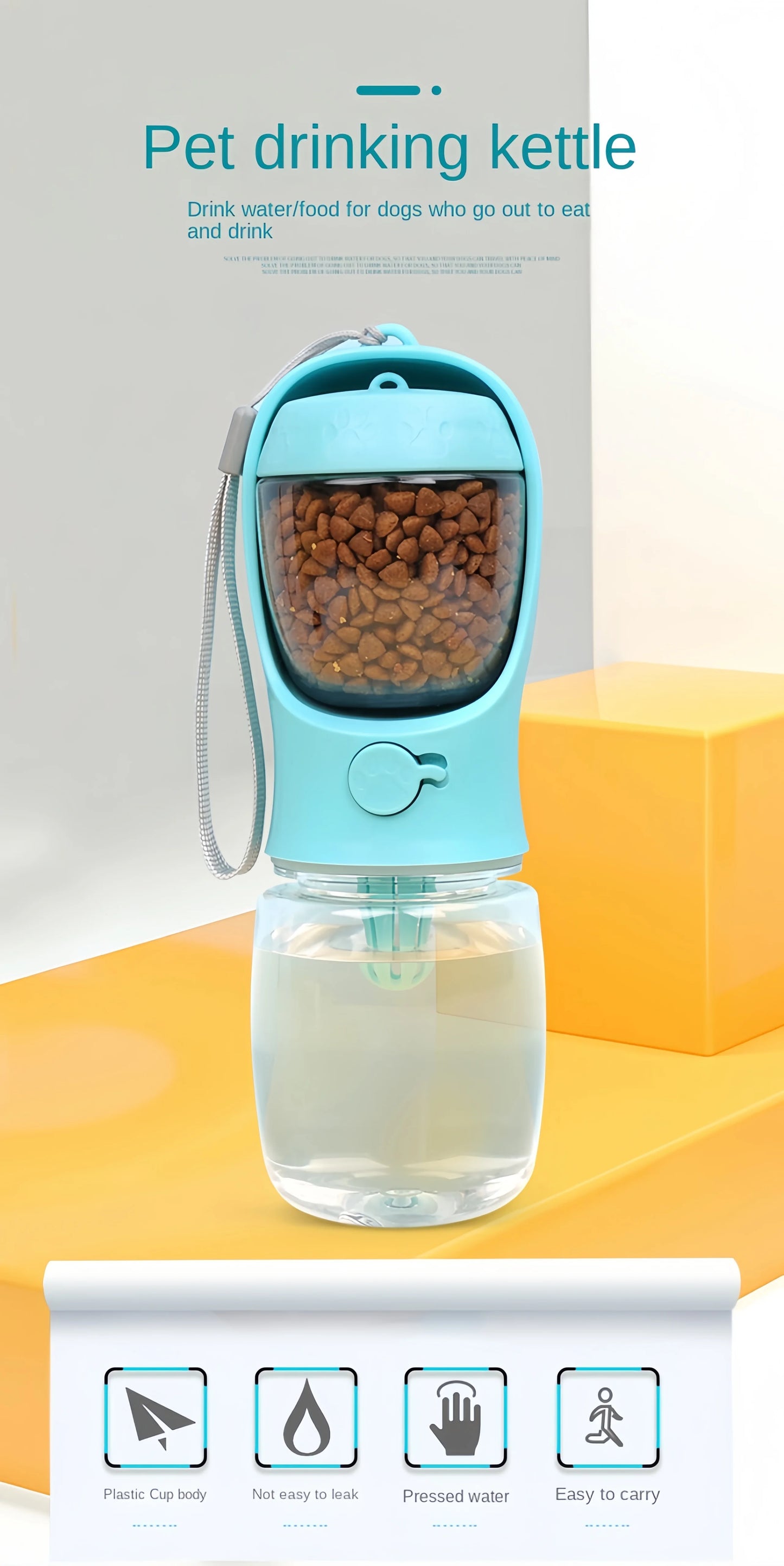 2-in-1 Pet Water Bottle with Food Storage Portable Dog Travel Feeder